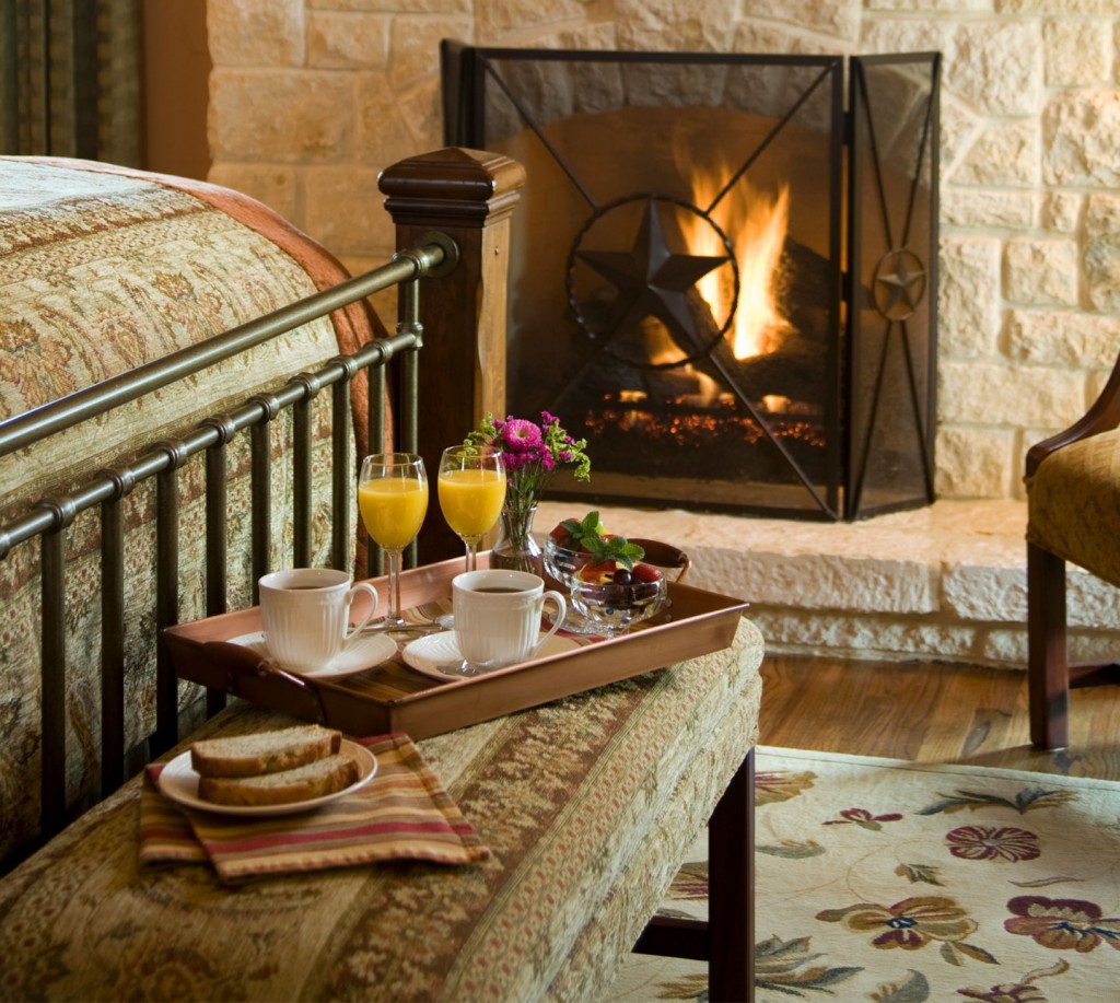 Romantic guest room at Texas boutique hotel