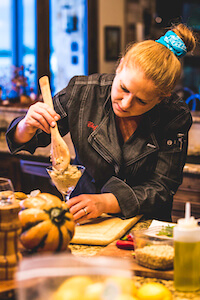 Executive Chef Courtney Billen preparing a meal