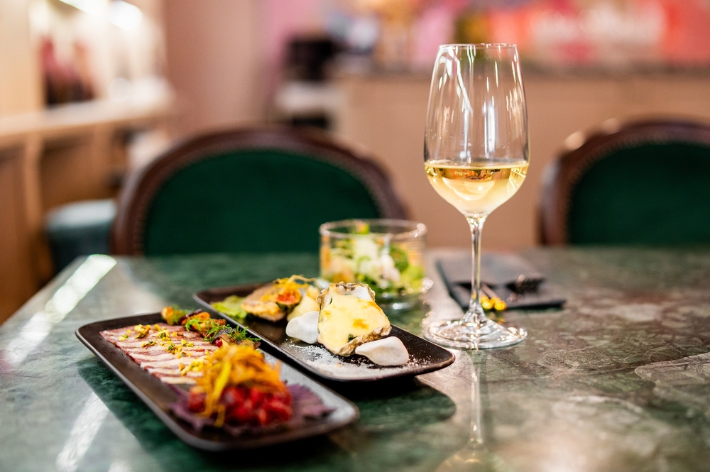 wine and small plates, representative of what you can expect at Granbury restaurants