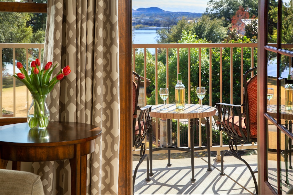 Wine on the patio, enjoying at our boutique hotel during your romantic getaways in Texas